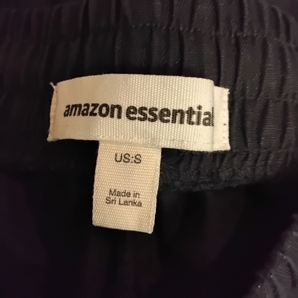 Amazon Essentials Women's Black Pull-on Draw String Wide Leg Linen Blend Pant S - Picture 6 of 7